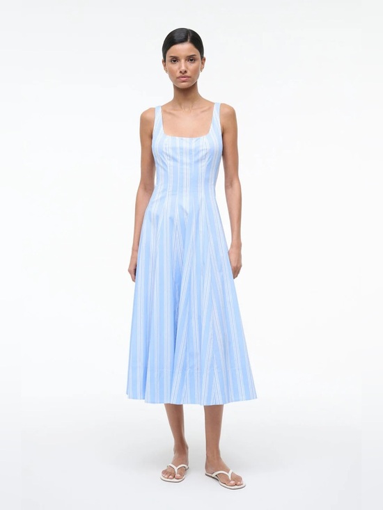 STAUD Dresses & Skirts - Staud WELLS DRESS VENTURA STRIPE NWT